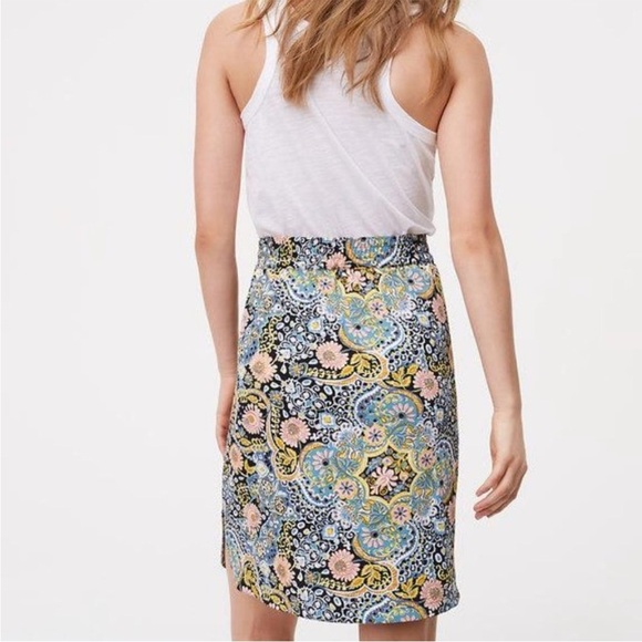 Ann Taylor LOFT Tapestry Floral Paisley Drawstring Skirt - Picture 2 of 10